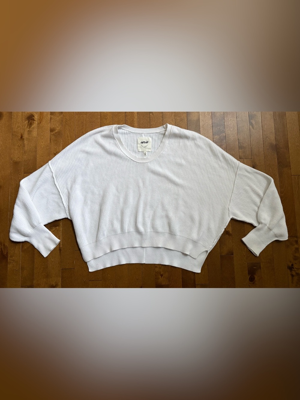 Aerie Beyond Cropped Knit Sweater White – XL